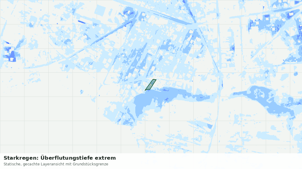 Statische Kartenansicht: Starkregen: Überflutungstiefe extrem