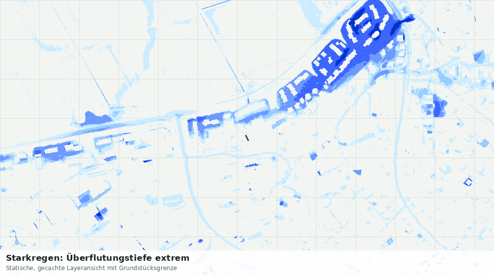 Statische Kartenansicht: Starkregen: Überflutungstiefe extrem
