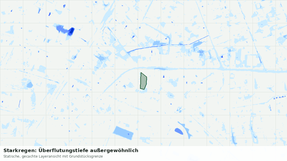 Statische Kartenansicht: Starkregen: Überflutungstiefe außergewöhnlich