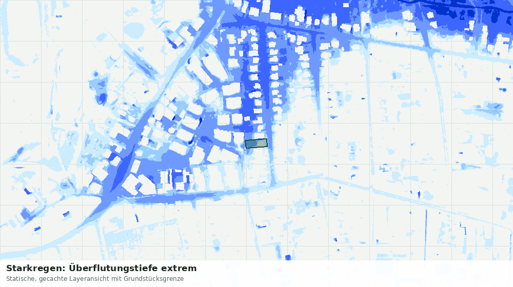 Statische Kartenansicht: Starkregen: Überflutungstiefe extrem