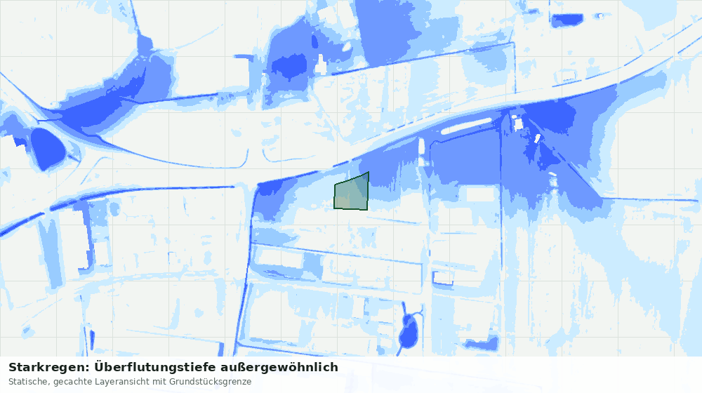 Statische Kartenansicht: Starkregen: Überflutungstiefe außergewöhnlich