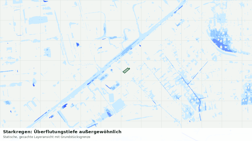 Statische Kartenansicht: Starkregen: Überflutungstiefe außergewöhnlich