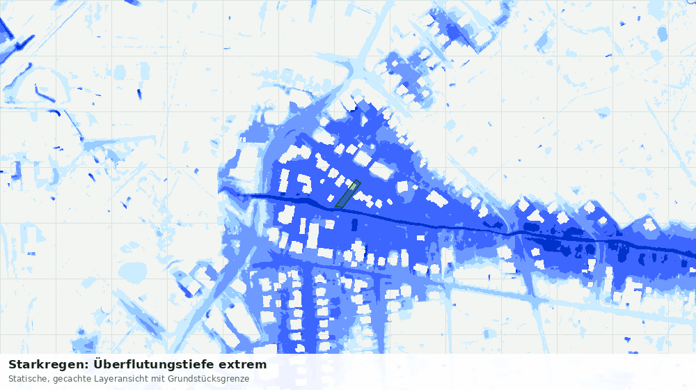 Statische Kartenansicht: Starkregen: Überflutungstiefe extrem
