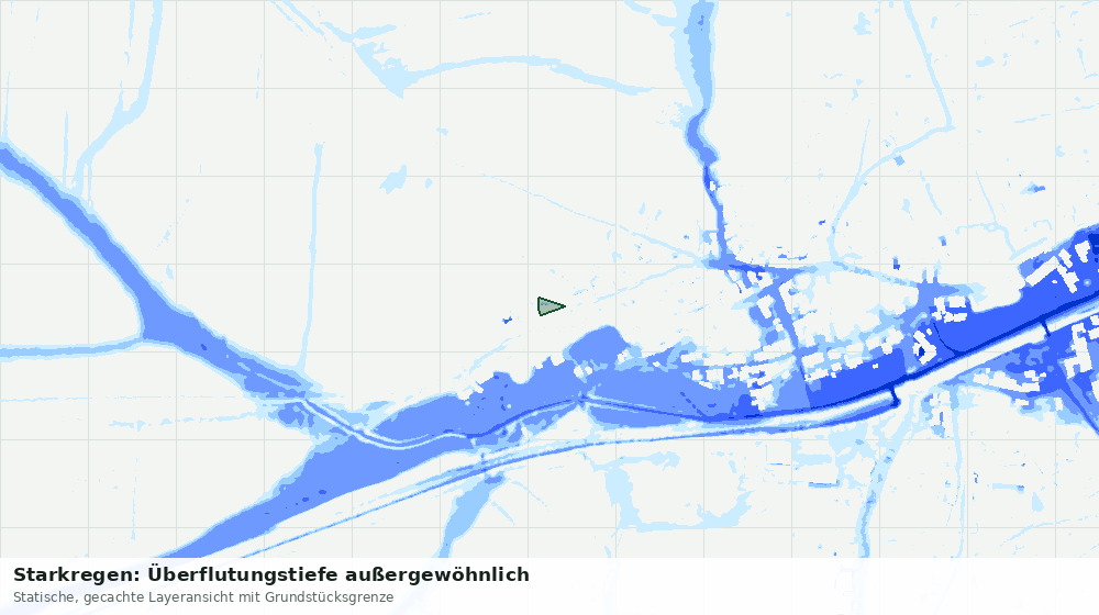 Statische Kartenansicht: Starkregen: Überflutungstiefe außergewöhnlich