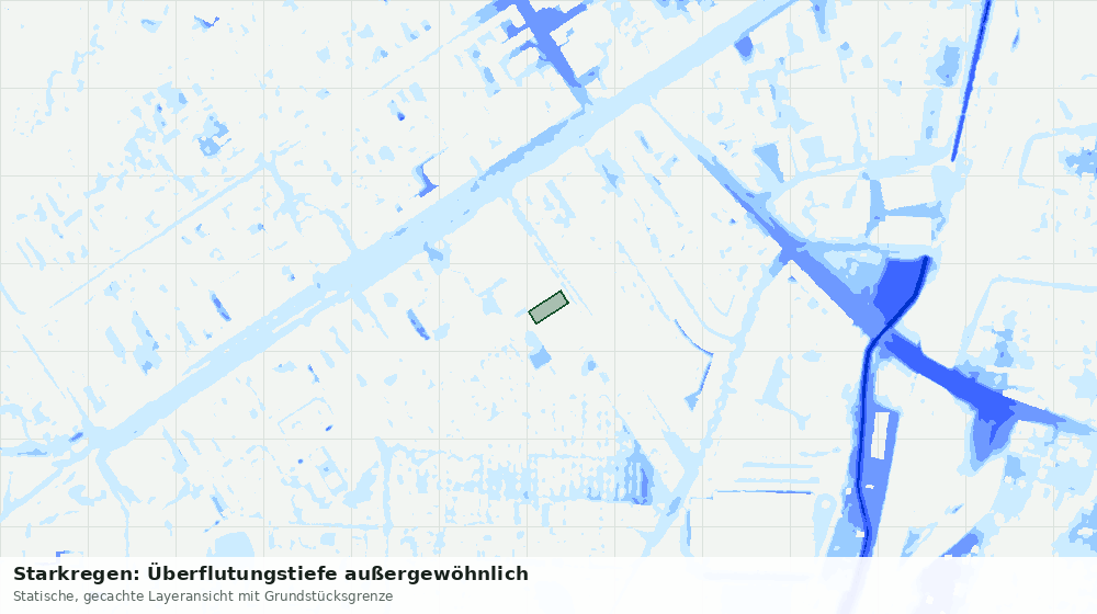 Statische Kartenansicht: Starkregen: Überflutungstiefe außergewöhnlich