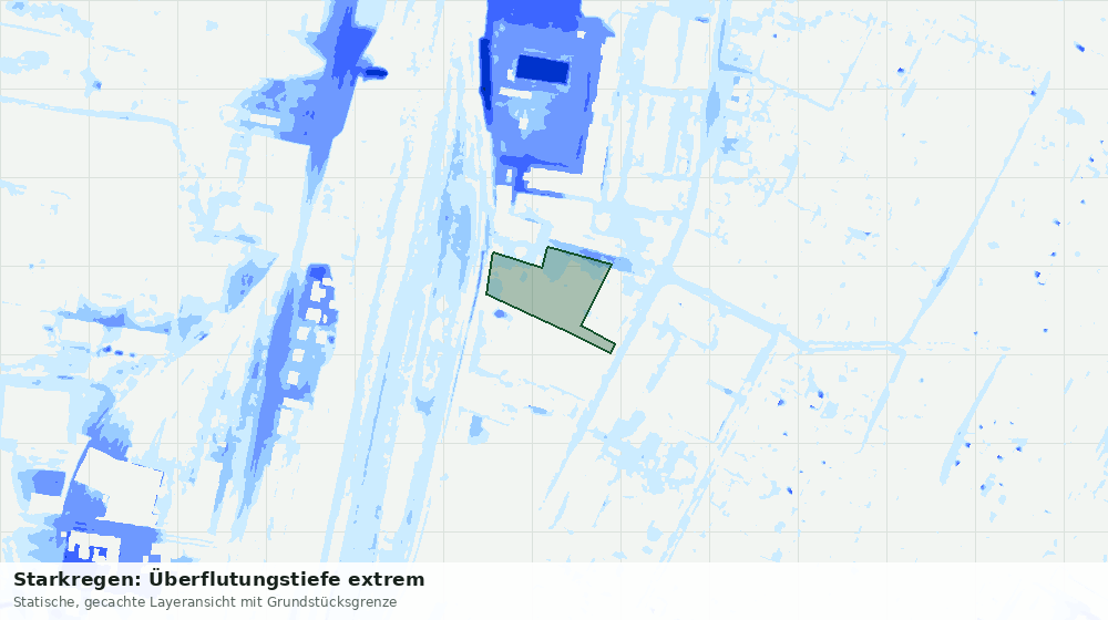 Statische Kartenansicht: Starkregen: Überflutungstiefe extrem