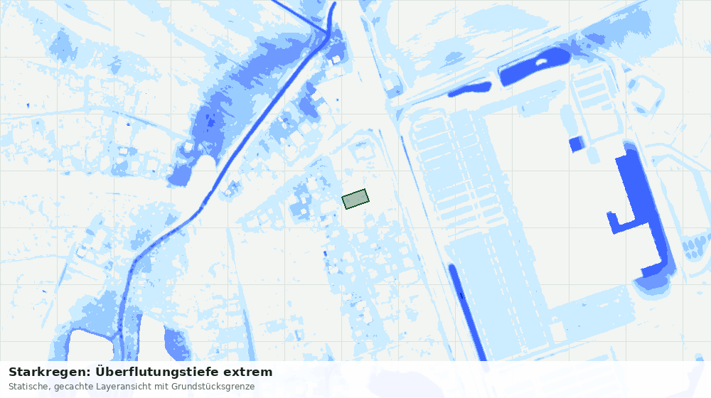 Statische Kartenansicht: Starkregen: Überflutungstiefe extrem