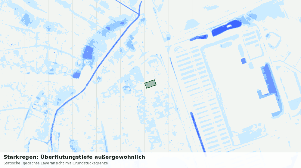 Statische Kartenansicht: Starkregen: Überflutungstiefe außergewöhnlich