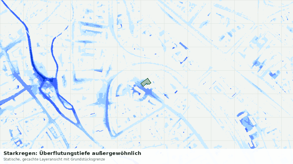 Statische Kartenansicht: Starkregen: Überflutungstiefe außergewöhnlich