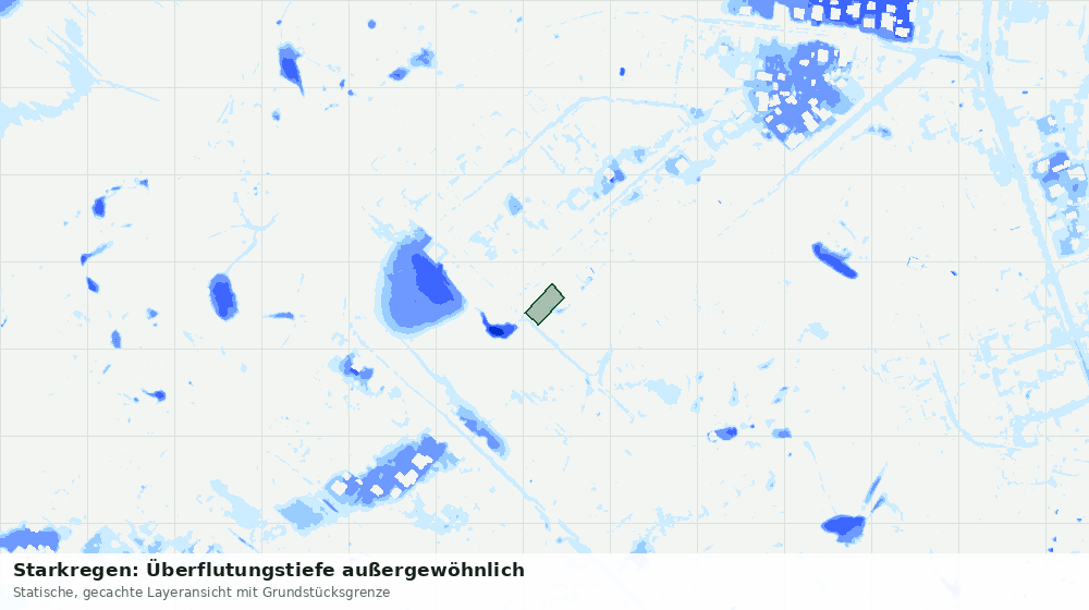 Statische Kartenansicht: Starkregen: Überflutungstiefe außergewöhnlich