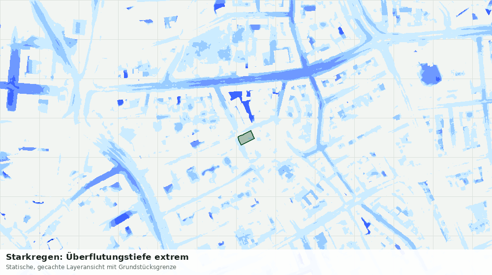 Statische Kartenansicht: Starkregen: Überflutungstiefe extrem