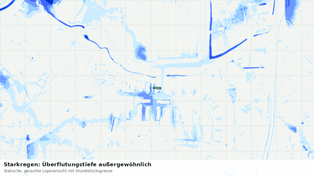 Statische Kartenansicht: Starkregen: Überflutungstiefe außergewöhnlich