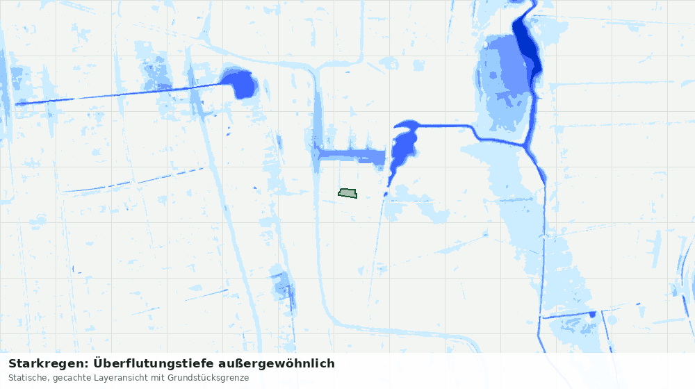Statische Kartenansicht: Starkregen: Überflutungstiefe außergewöhnlich