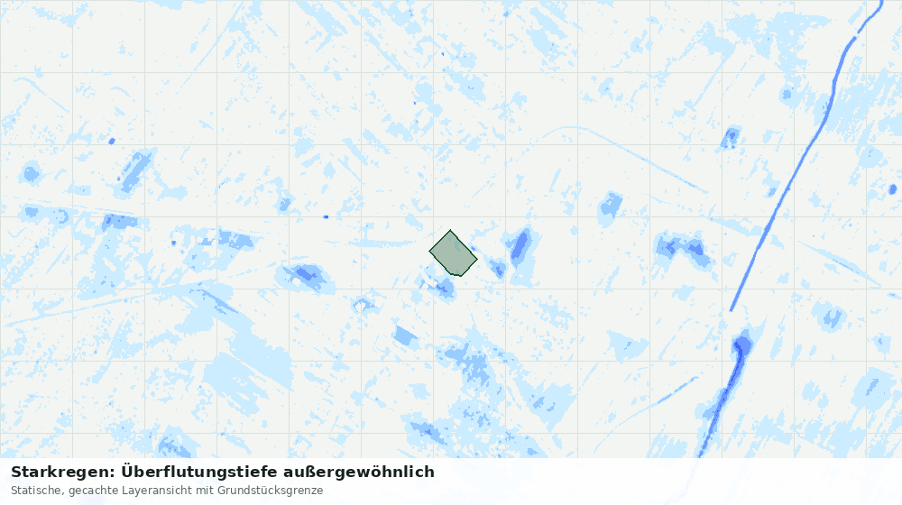 Statische Kartenansicht: Starkregen: Überflutungstiefe außergewöhnlich