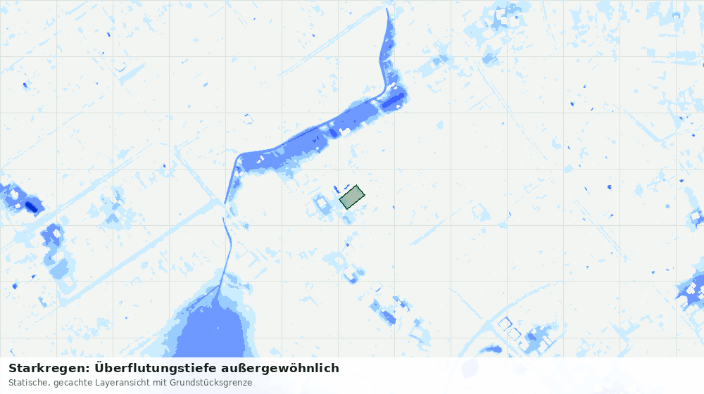 Statische Kartenansicht: Starkregen: Überflutungstiefe außergewöhnlich