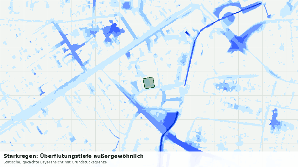 Statische Kartenansicht: Starkregen: Überflutungstiefe außergewöhnlich