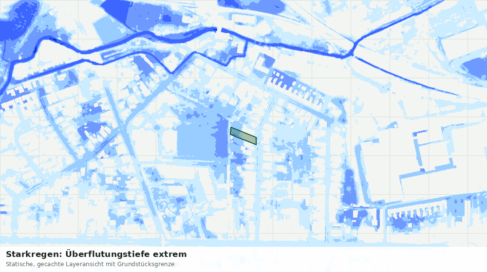 Statische Kartenansicht: Starkregen: Überflutungstiefe extrem
