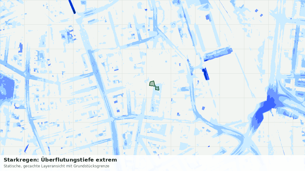 Statische Kartenansicht: Starkregen: Überflutungstiefe extrem