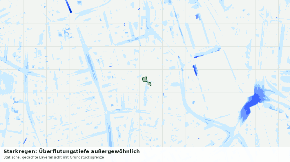 Statische Kartenansicht: Starkregen: Überflutungstiefe außergewöhnlich