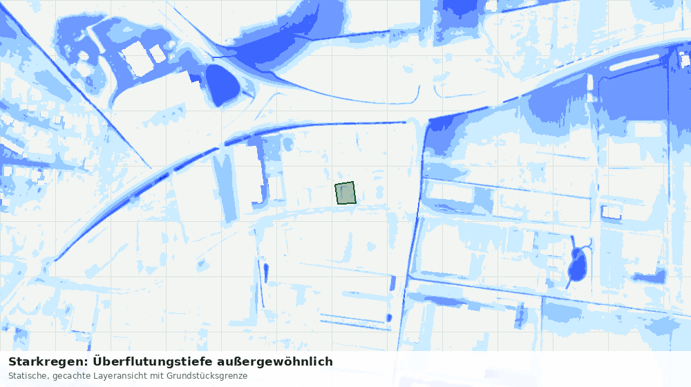 Statische Kartenansicht: Starkregen: Überflutungstiefe außergewöhnlich