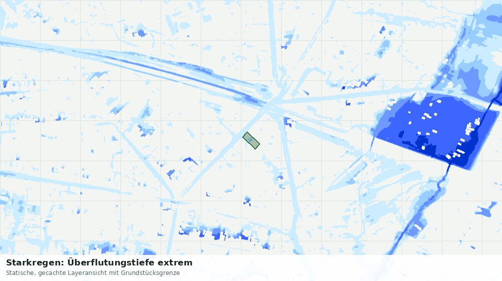 Statische Kartenansicht: Starkregen: Überflutungstiefe extrem