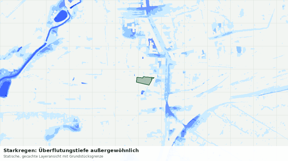 Statische Kartenansicht: Starkregen: Überflutungstiefe außergewöhnlich