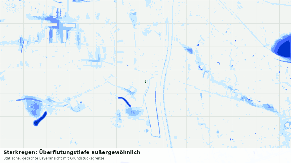 Statische Kartenansicht: Starkregen: Überflutungstiefe außergewöhnlich