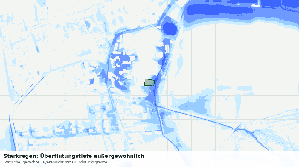 Statische Kartenansicht: Starkregen: Überflutungstiefe außergewöhnlich