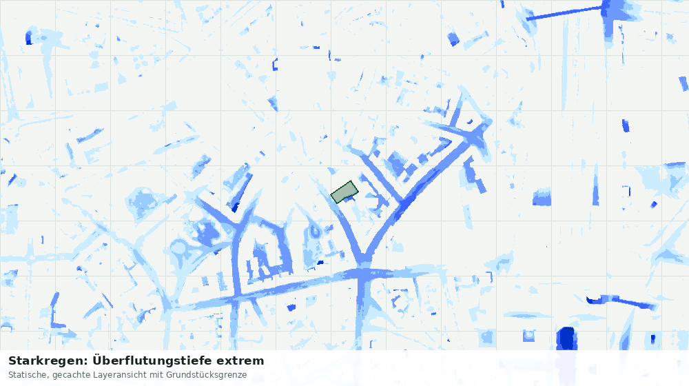Statische Kartenansicht: Starkregen: Überflutungstiefe extrem