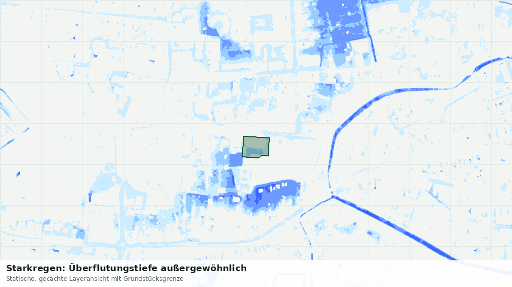 Statische Kartenansicht: Starkregen: Überflutungstiefe außergewöhnlich