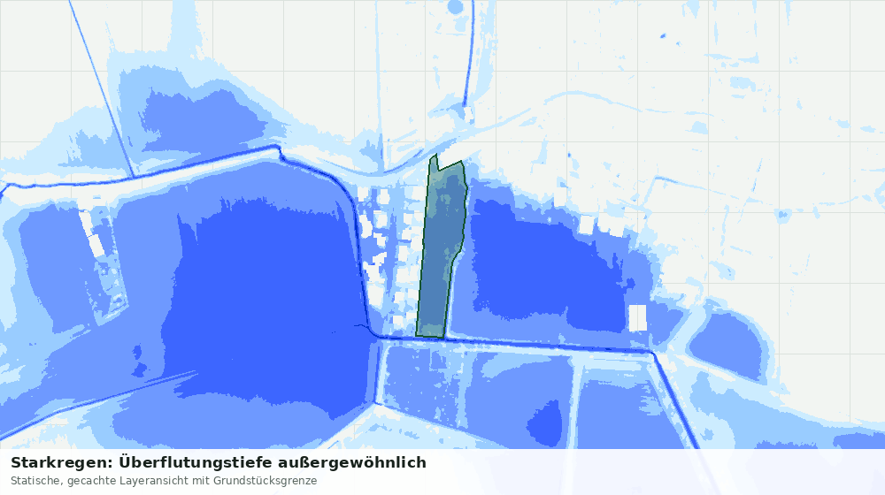 Statische Kartenansicht: Starkregen: Überflutungstiefe außergewöhnlich