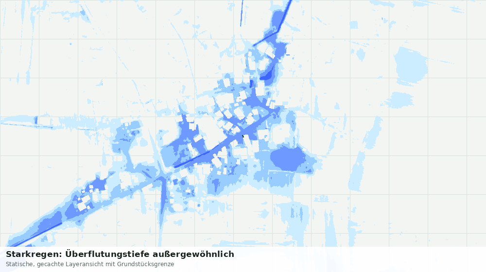Statische Kartenansicht: Starkregen: Überflutungstiefe außergewöhnlich