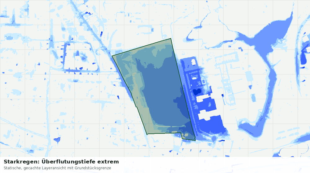 Statische Kartenansicht: Starkregen: Überflutungstiefe extrem