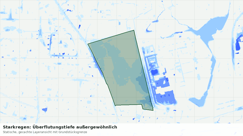 Statische Kartenansicht: Starkregen: Überflutungstiefe außergewöhnlich