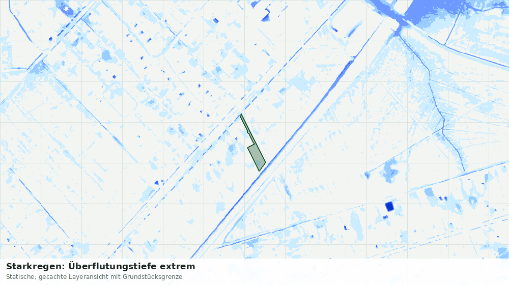 Statische Kartenansicht: Starkregen: Überflutungstiefe extrem
