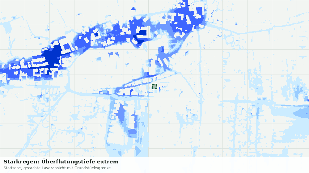 Statische Kartenansicht: Starkregen: Überflutungstiefe extrem