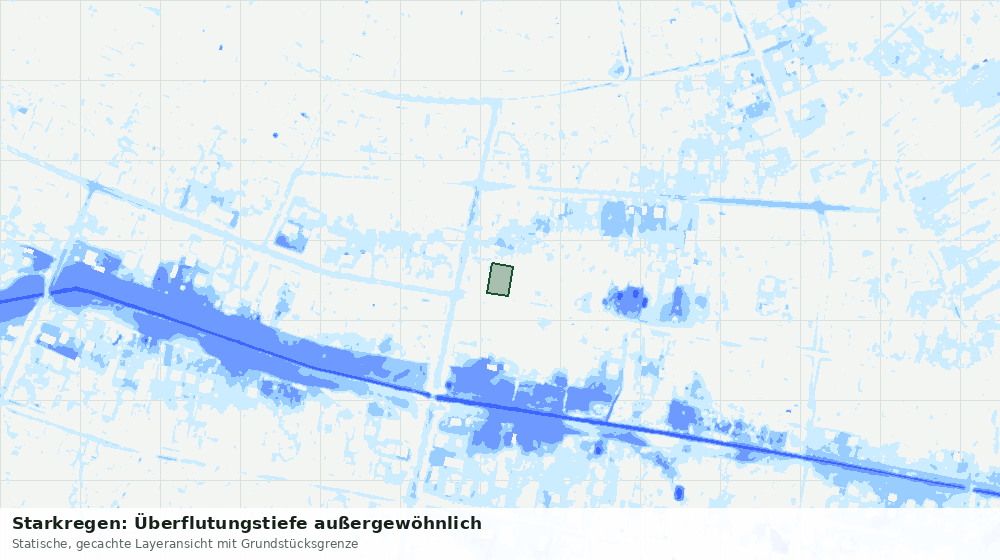 Statische Kartenansicht: Starkregen: Überflutungstiefe außergewöhnlich