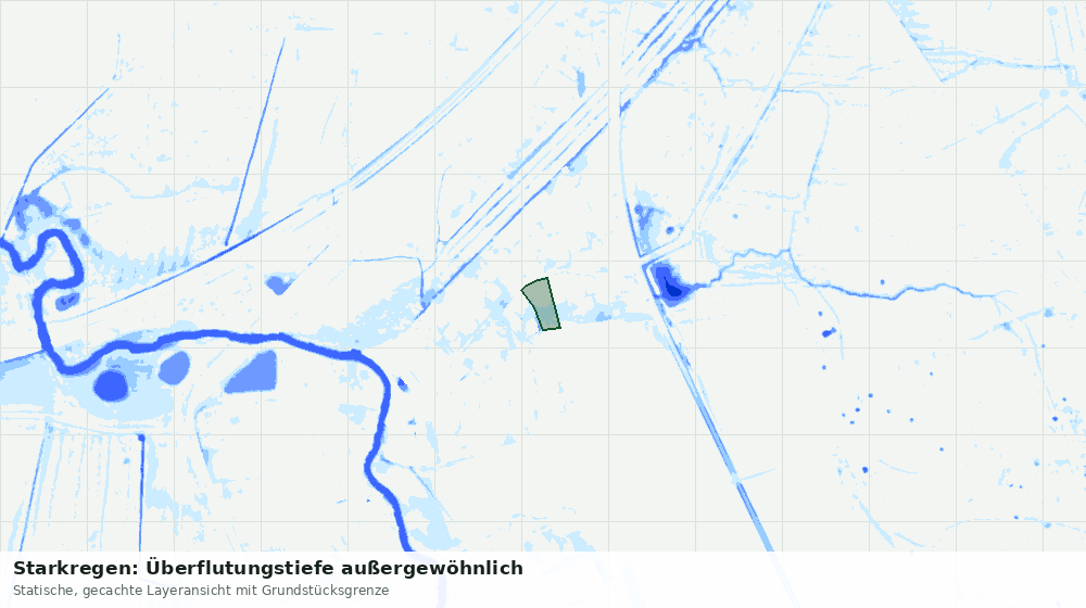 Statische Kartenansicht: Starkregen: Überflutungstiefe außergewöhnlich