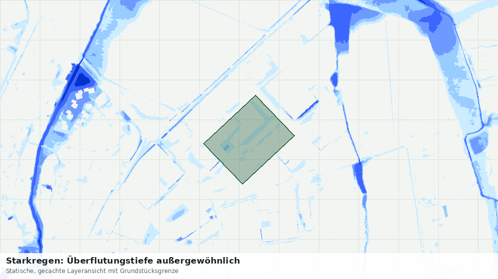 Statische Kartenansicht: Starkregen: Überflutungstiefe außergewöhnlich