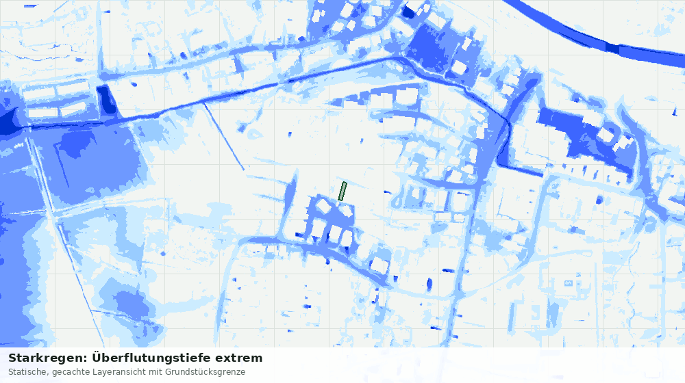 Statische Kartenansicht: Starkregen: Überflutungstiefe extrem
