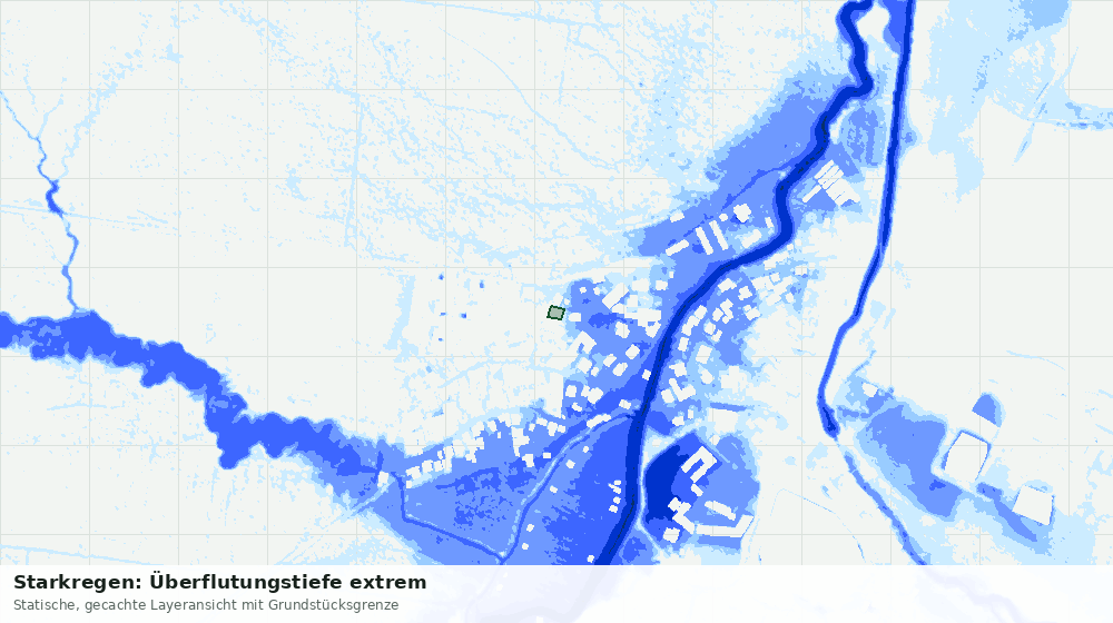 Statische Kartenansicht: Starkregen: Überflutungstiefe extrem
