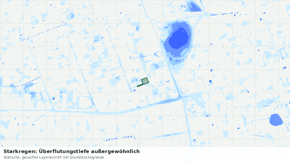 Statische Kartenansicht: Starkregen: Überflutungstiefe außergewöhnlich