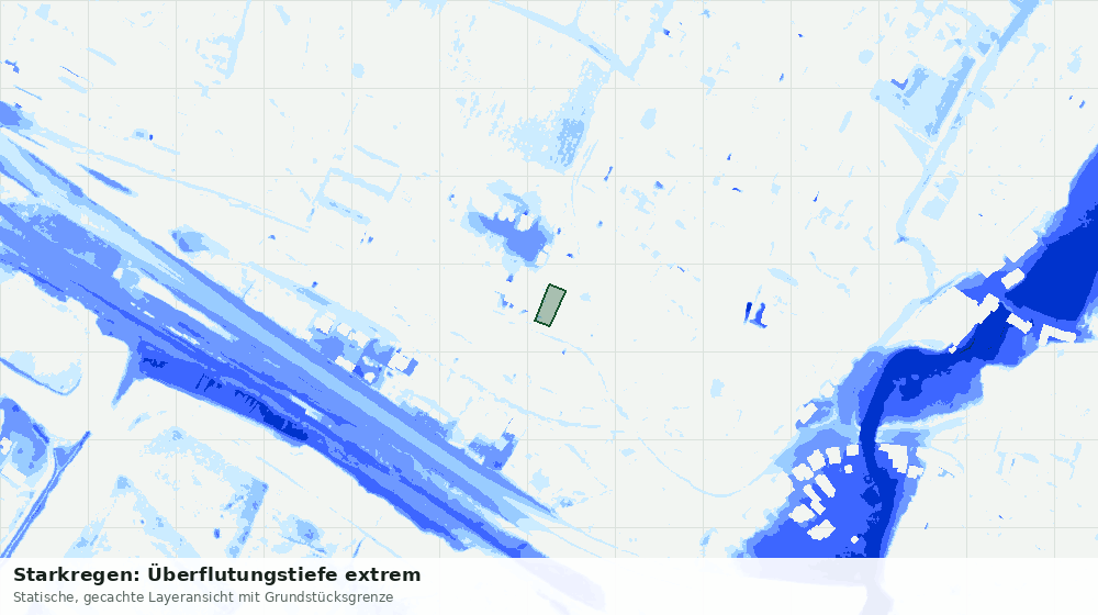 Statische Kartenansicht: Starkregen: Überflutungstiefe extrem