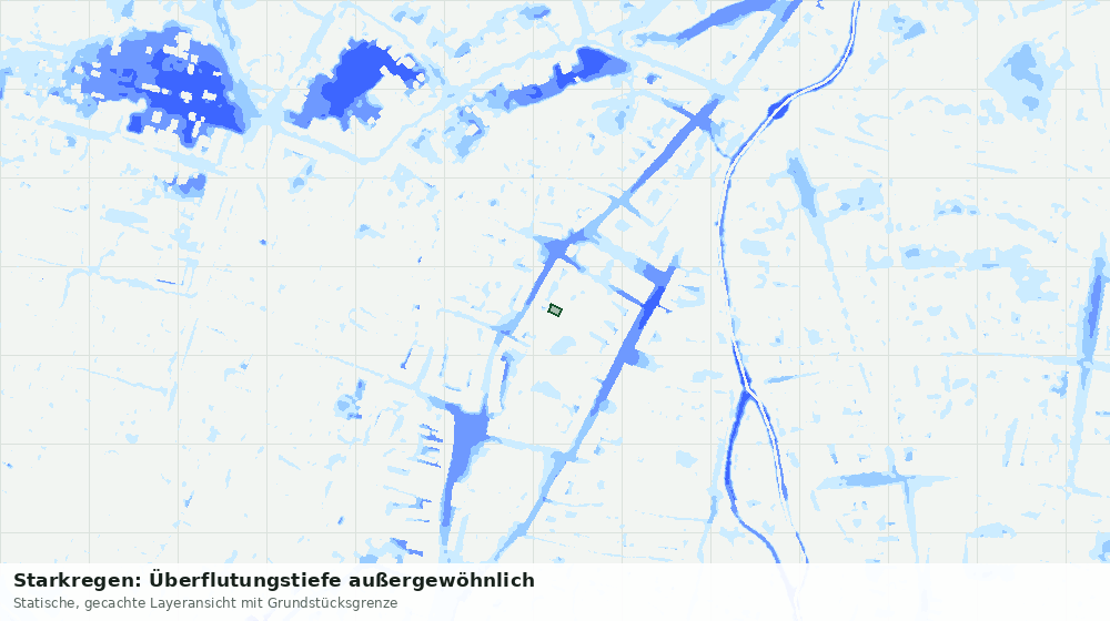 Statische Kartenansicht: Starkregen: Überflutungstiefe außergewöhnlich