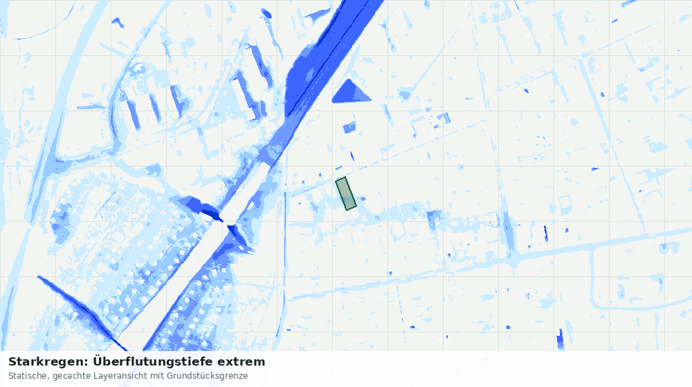 Statische Kartenansicht: Starkregen: Überflutungstiefe extrem