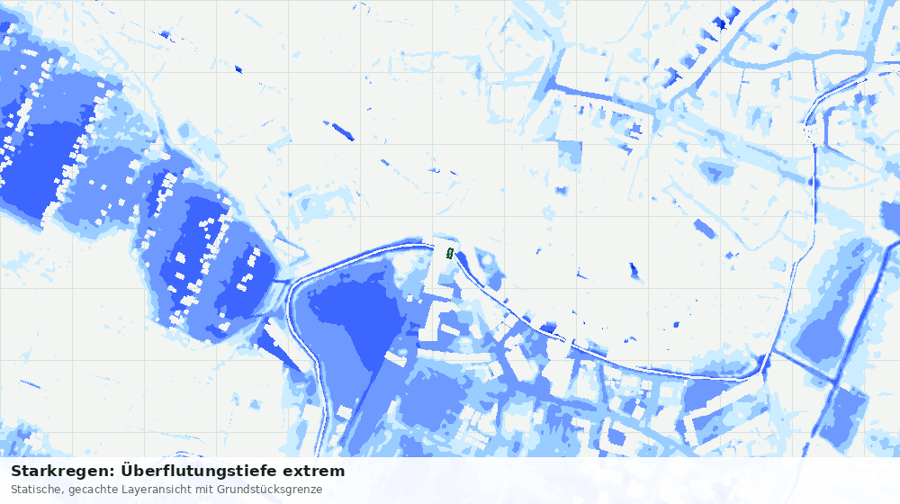 Statische Kartenansicht: Starkregen: Überflutungstiefe extrem