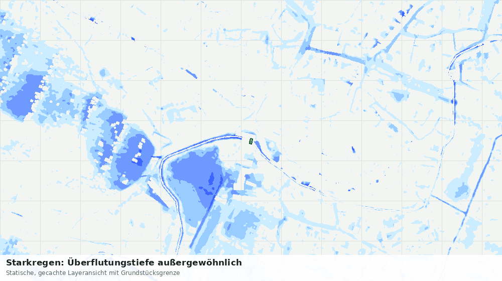Statische Kartenansicht: Starkregen: Überflutungstiefe außergewöhnlich
