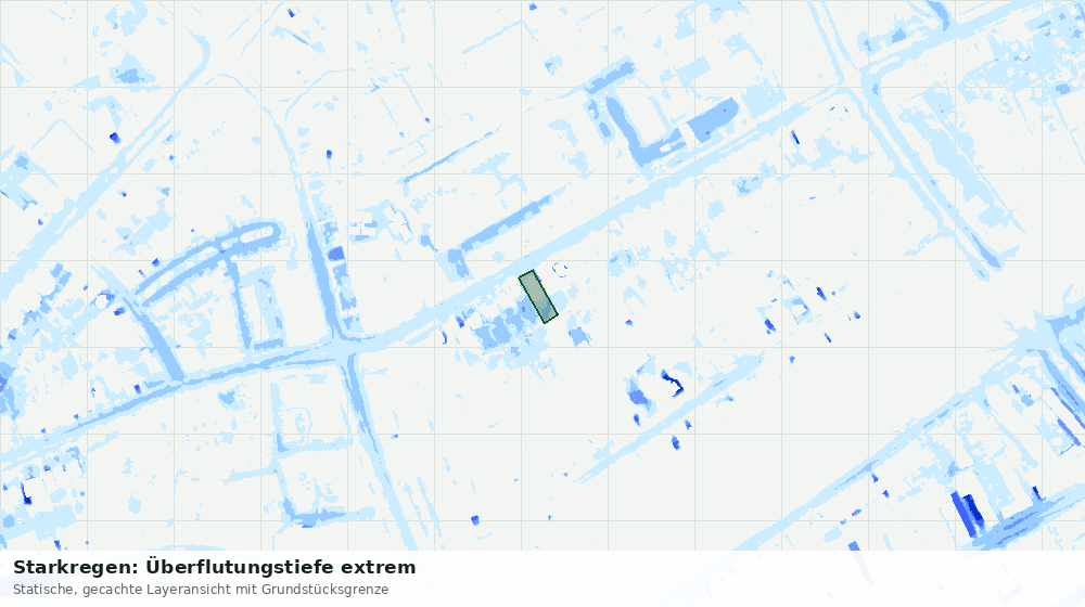 Statische Kartenansicht: Starkregen: Überflutungstiefe extrem