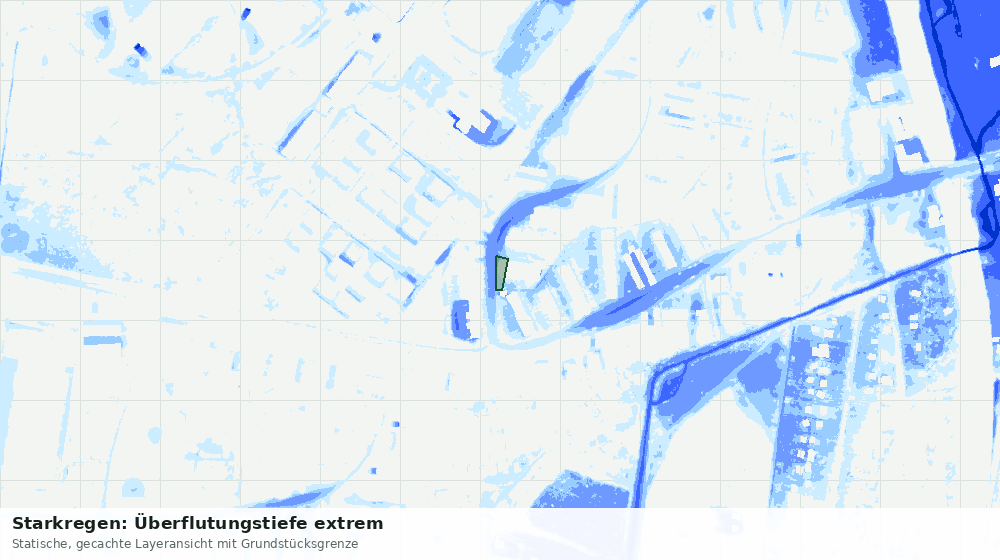 Statische Kartenansicht: Starkregen: Überflutungstiefe extrem