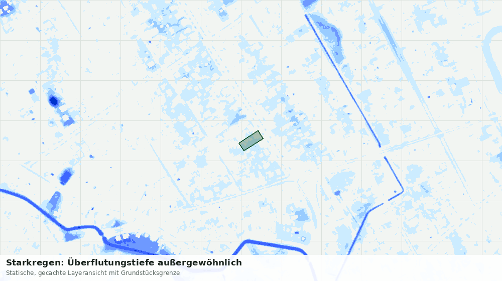 Statische Kartenansicht: Starkregen: Überflutungstiefe außergewöhnlich